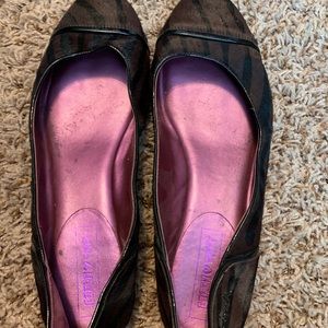 Coach Brown Zebra Pony Hair Flats